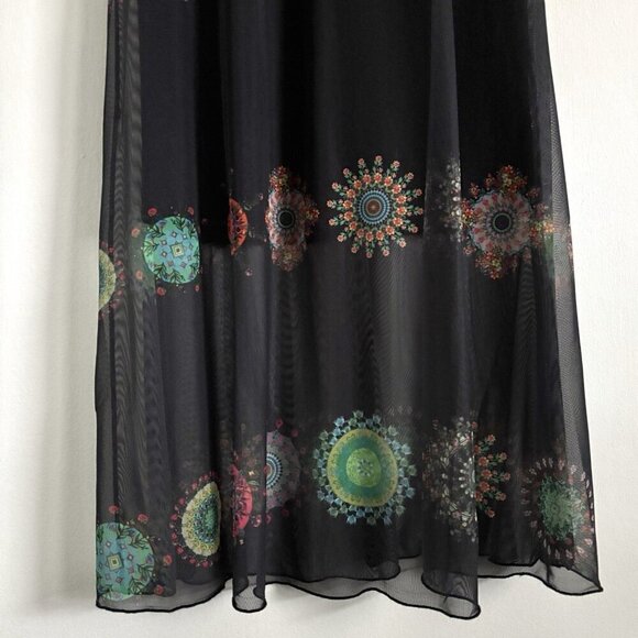 Desigual Double Layer Sheer Long Sleeve Midi Dress Women’s Size Small - Picture 7 of 12